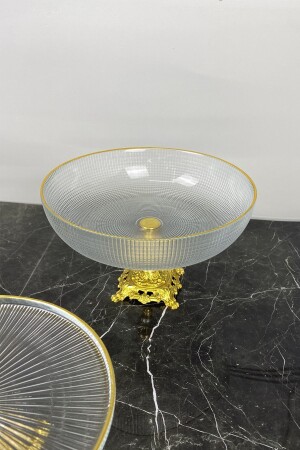 Gold Detailed Footed Serving Bowl & Salad Fruit Presentation Bowl 147814123691 - MAY HOME