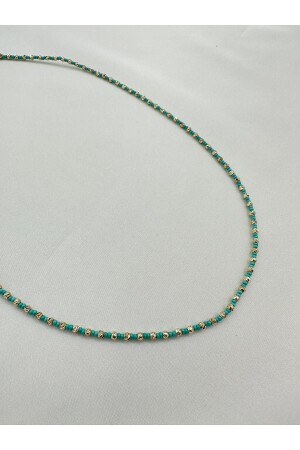 Gold Dorica Ball Detailed Colored Bead Necklace - Jerie