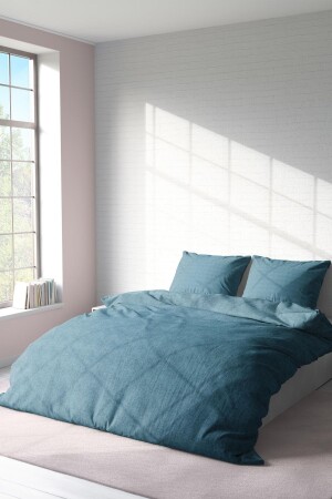 Gold Double Duvet Cover Set - Indigo F857 - FAVORA