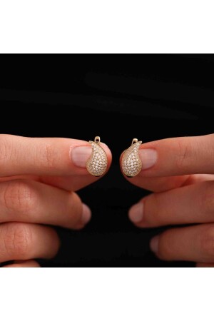 Gold Drop Earring 1. 5 cm Stone - Sembol Gold