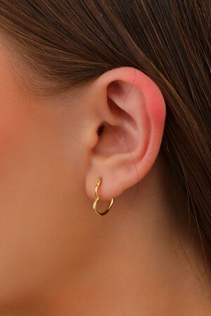 Gold Earring 14 Carat Gold Heart Earring-1-50 CM - Moom Mücevherat