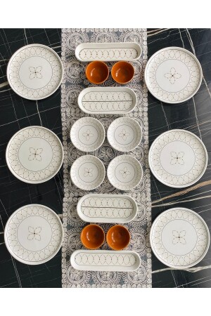 Gold Elips 18 Piece Breakfast Set for 6 People Goldelips18 - VENÜS HOME DECORATION