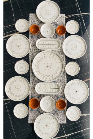 Gold Elips 21-Piece Breakfast Set with Tea Plate for 6 Persons - Venüs Home Decoration