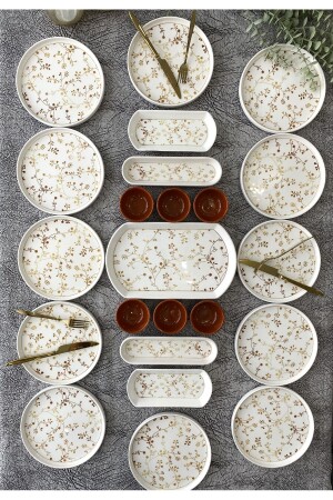 Gold Eliz 23 Piece Breakfast Set for 12 Persons - Yiğit Seramik Züccaciye