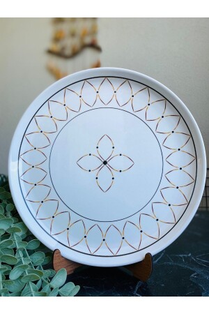 Gold Ellipse Medium Large Round Serving Plate gold204 - VENÜS HOME DECORATION