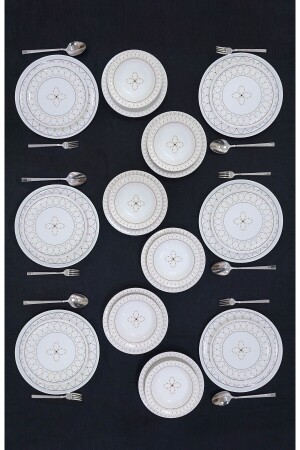 Gold Ellipse Model 24 Piece Dinner Set for 6 People goldyemek24 - VENÜS HOME DECORATION