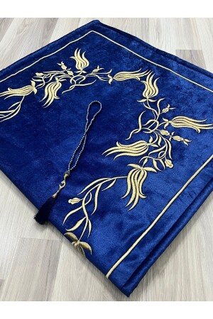 Gold Embroidered Prayer Rug, Bride and Groom Bundle with Rosary, Gift Dowry - Ayhanhome