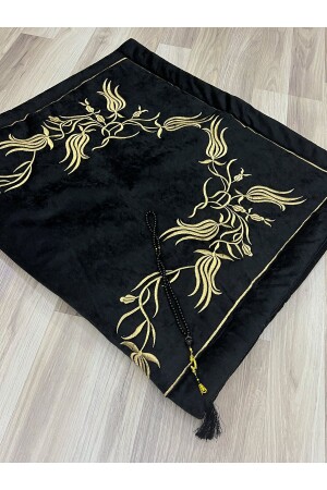Gold Embroidered Prayer Rug, Bride and Groom Bundle with Rosary, Gift Dowry - Ayhanhome