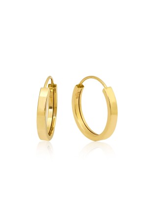 Gold Flat Hoop Earring 1. 6 cm Hidden Locked - Altınkesesi