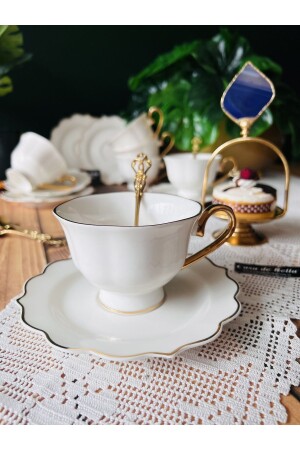GOLD GILDED BONE CHINA TEA CUP FOR 6 PEOPLE - Casa De Bella