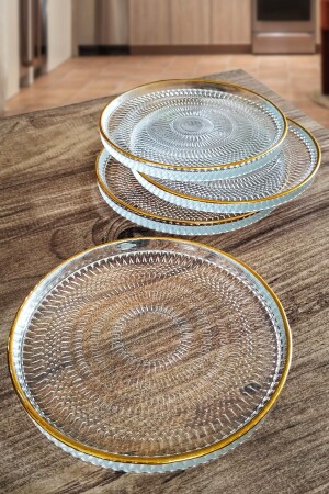 Gold Gilded Crystal 4-Piece Glass Plate Snack Serving Serving Plate 16cm MTRPOL-325691 - METROPOLAVM