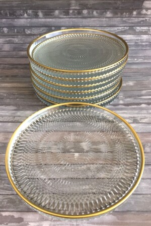 Gold Gilded Crystal 6-Piece Glass Plate Snack Serving Serving Plate 16cm - Metropolavm