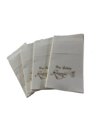 Gold Gilded White Welcome Ramadan Pocket Touch Napkin 12 Pcs 40x40 - kidspartim