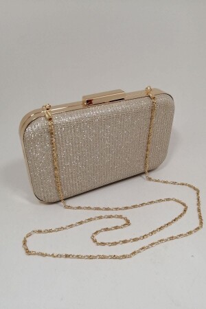 Gold Glitter Evening Dress Clutch Portfolio Bag - Parktan