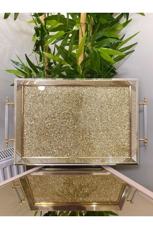 Gold Glitter Tea Tray, luxury Tea Tray, presentation Tray 15 - YENİLİK HOME