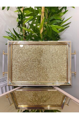 Gold Glitter Tea Tray, Luxury Tea Tray, Presentation Tray Glitter Tray - Sillage Home
