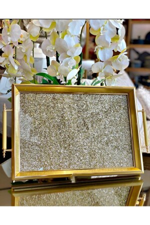 Gold Glitter Tray, luxury Tea Tray, silvery Tray TYC00412957082 - Sillage Home