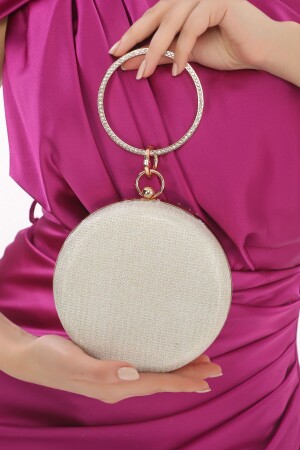 Gold Gold Color Sea Bream Patterned Stone Bracelet Ring Evening Dress Portfolio Clutch Bag - Womenacs
