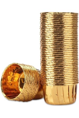 Gold, Gold, Gelb, glänzend, metallisiert, 25 Stück, ofenfeste Muffin-Cupcake-Kuchenform, Behälterkapsel, 6–5 x 4 cm - Surprise Party Store
