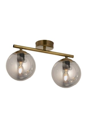 Gold Ikili Modern Füme Camlı Plafonyer Avize LMBDR00771 - Lambadar