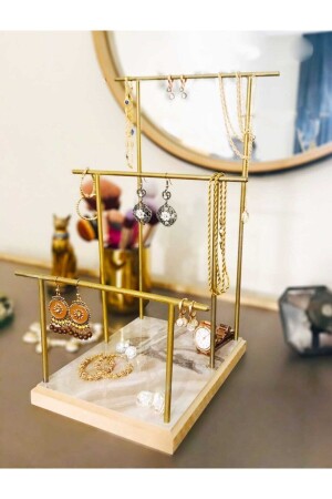 Gold Jewelry Stand - Jewelry - Earring - Bracelet - Necklace Set - Jewelry Cabinet Organizer - Drm Wood