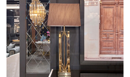 Gold Lampshade with Brown Hat - 20420 - Cadde Yıldız