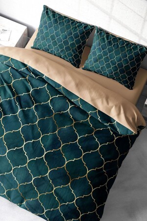 Gold Line Moraccan 3d Cotton Satin Double Duvet Cover Set monohome19174 - Monohome
