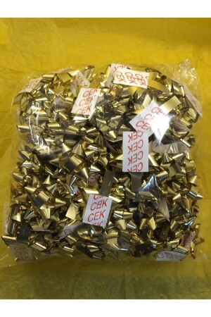 Gold Metallic Self Adhesive Bow Star Raffia 100 Pieces Gift Wrapping Ornament - Kent