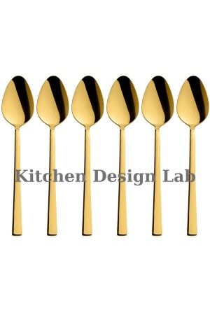 Gold Parlak Çay Kaşık Seti 6 Adet, Kutulu, 18-10 Paslanmaz Çelik 6 Kişilik Çay Kaşığı Seti Titanyum Gold Çay Kaşığı 6 Adet - Kitchen Design Lab