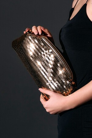 Gold Payetli Clutch Abiye Çanta - Berlesi
