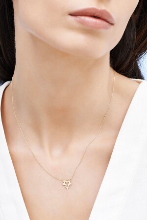 Gold Plane Tree Necklace KLMK7085-24754 - Altınbaş