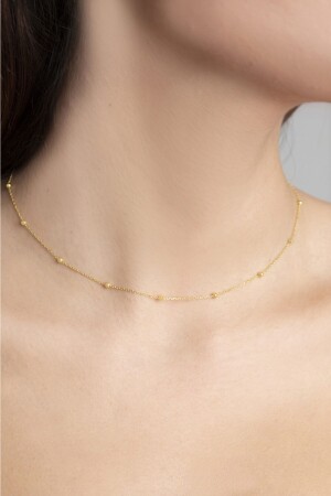 Gold Plated 925 Sterling Silver Necklace with Ball Chain - Elika Silver