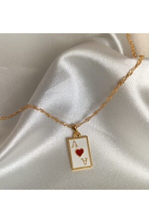 Gold Plated Ace of Hearts Plate Necklace - Nurcollection