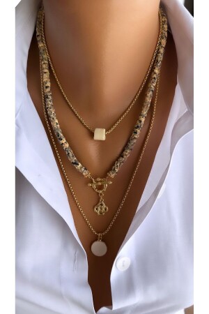 Gold Plated Fimo Bead Multiple Necklace Can Also Be Used as 3 Separate Necklaces - Nevaa Still