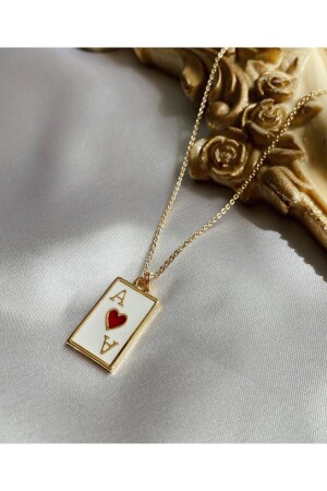 Gold Plated Rectangular Ace of Hearts Necklace - Alexis Carrel