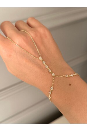 Gold Plated Triangular Stone Shahmeran 925 Sterling Silver - Emy By Emel Luxury Silver Jewelry