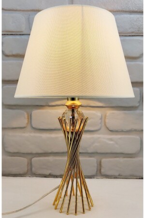 Gold Plated Twirl Metal Leg Crystal Glass Bulk Light Cream Fabric Hat Lampshade Table Lamp PRA-5476033-4820 - 365GUNSERİSONU