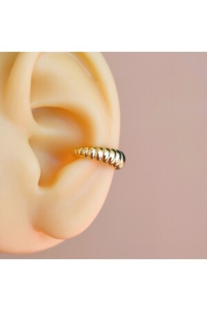 Gold Renk Deniz Kabuğu Model Earcuff Sıkıştırma Kıkırdak Küpe - Heppii