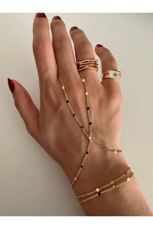 Gold Sequined Thin Chain Şahmeran - ringbox