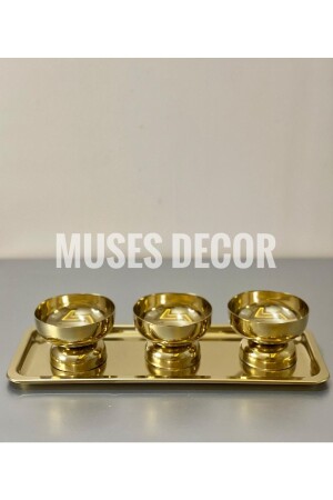 Gold Set (4 Pieces) Cup-snack bowl-sauce bowl-ice cream bowl-jam bowl- muses212 - Çelik