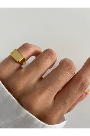 Gold Square Little Finger Ring - Ringbox