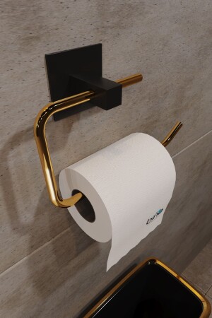 Gold Stainless Steel WC Roll Holder Toilet Roll Holder Toilet Paper Hanger Adhesive Design u02 - Bino