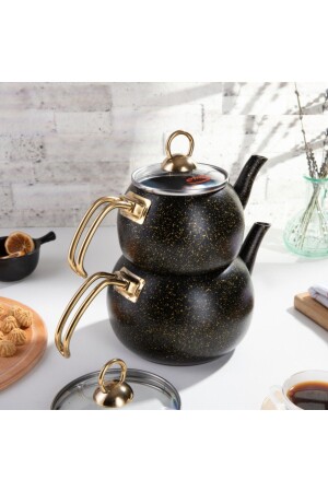 Gold Stone Globe Teapot Set Medium Size (1+2 lt) - Evren