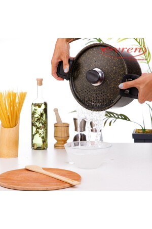 Gold Stone Spaghetti Pasta Pot with Strainer Lid 22 Cm - Evren