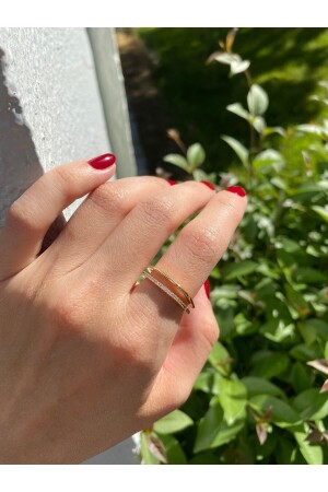 Gold Stone Two Row Square Ring RB5 - ringbox