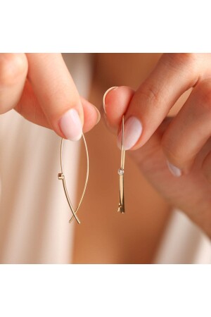Gold Stone Wire Earring Italy - Sembol Gold