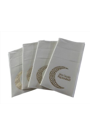 Gold vergoldet weiß Willkommen Ramadan Mond gemusterte Pocket Touch Serviette 12 Stück 40x40 - Kidspartim