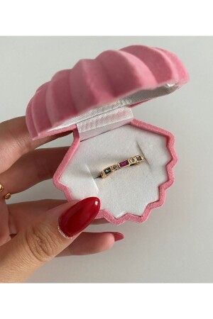 Gold Women's Ring with Colorful Baguette Stone - Ringbox