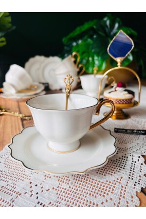 GOLD YALDIZLI 2 KİŞİLİK LÜX PORSELEN ÇAY FİNCANI - Casa De Bella