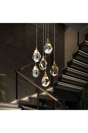 Gold Yellow Daylight A+ Luxury Modern Crystalized Glass Pendant Lamp Six Power Led Chandelier burenze303 - burenze